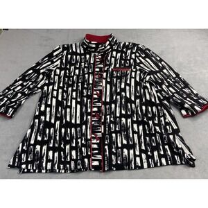 Ali Miles Jacket Top Women XL Wearable Art to Wear Asian Artsy Abstract Ribbed